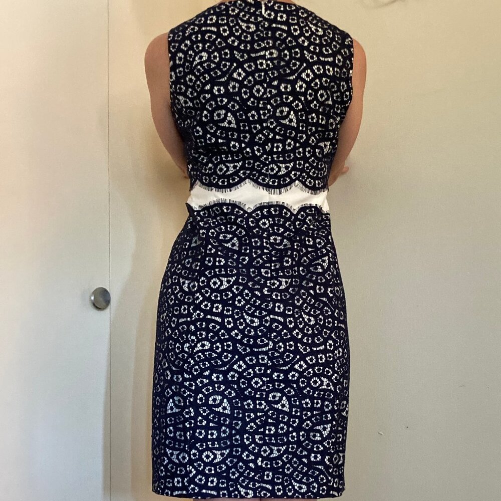 Blue & White Lace Cocktail Dress
